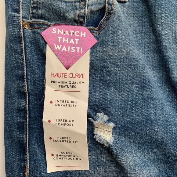 Haute Curve Jeans Medium Wash Distressed High Rise Skinny Ankle Size 18 NEW - Picture 11 of 12